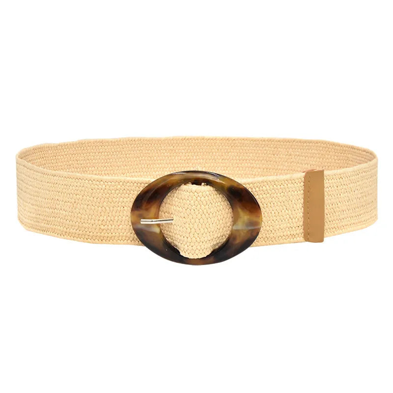 Retro Commute Stripe Solid Color Straw Women's Woven Belts