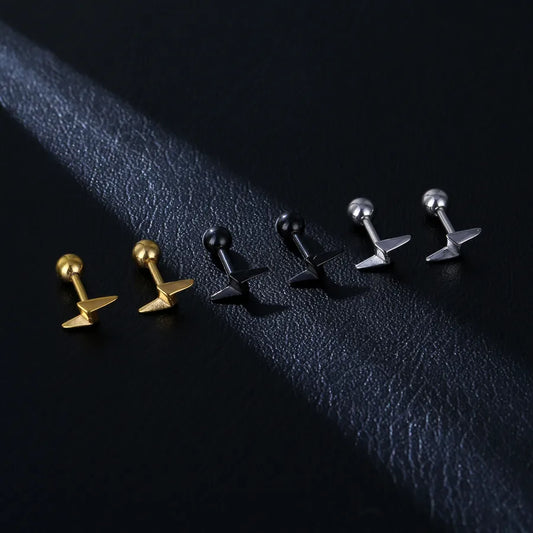 1 piece fashion lightning stainless steel plating ear studs