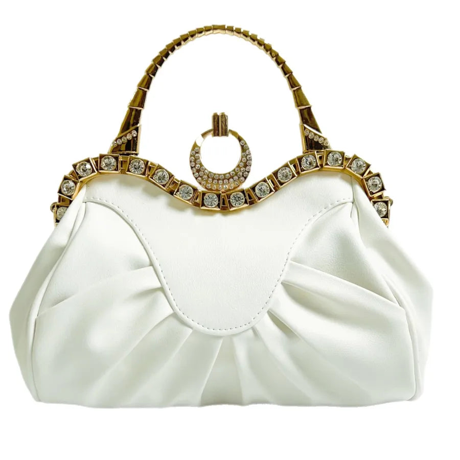 New Retro Folded Handbag Large Capacity Single Shoulder Bag Evening Bag Simple Ladies Crossbody Bag Dumpling Shape Pu Bag
