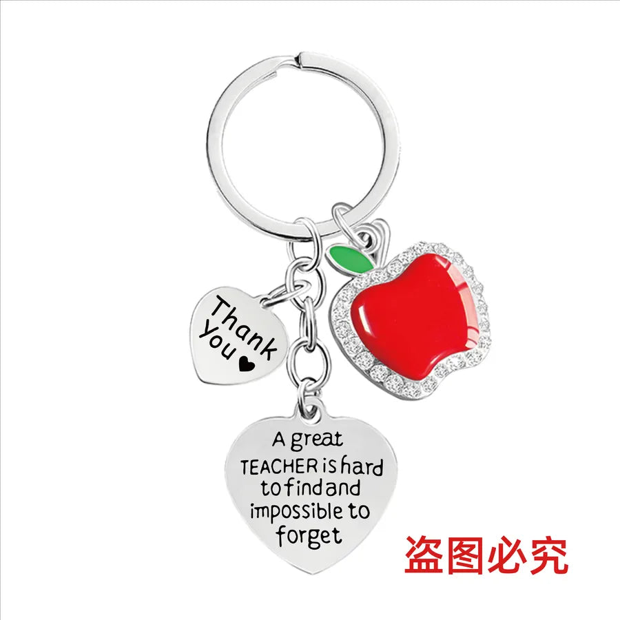 Keychain   dripping oil with Diamond Apple graduation season Thanksgiving Teacher's Day teacher gift metal keychain