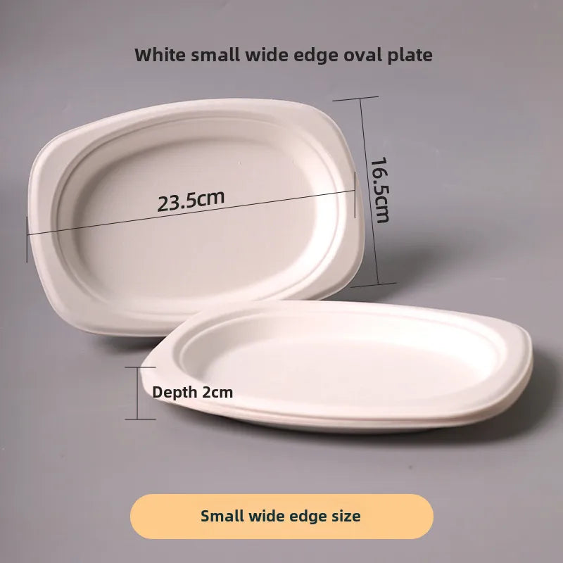 Disposable Sugarcane Pulp Paper Plate Dinner Plate Barbecue Cake Kindergarten Drawing DIY Paper Plate Thickened Pulp Plate