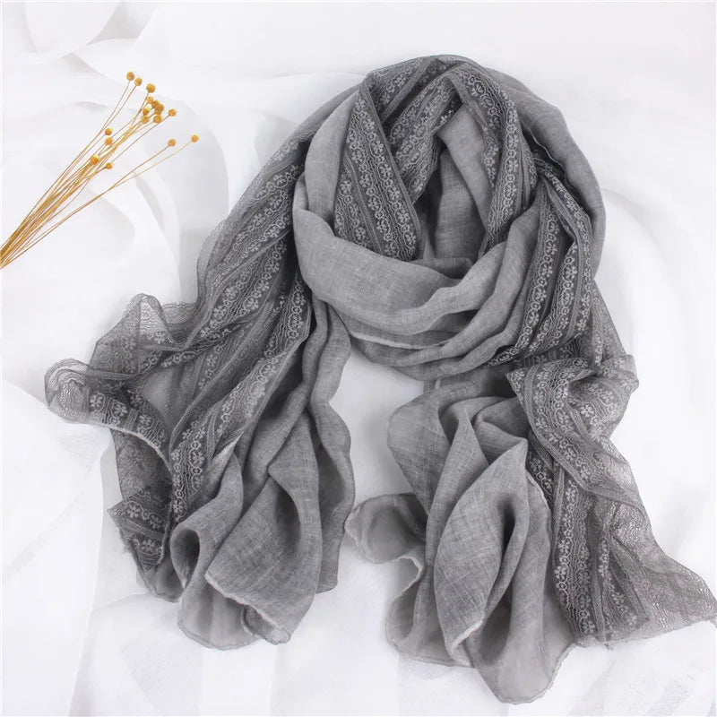 women's elegant solid color cotton scarf