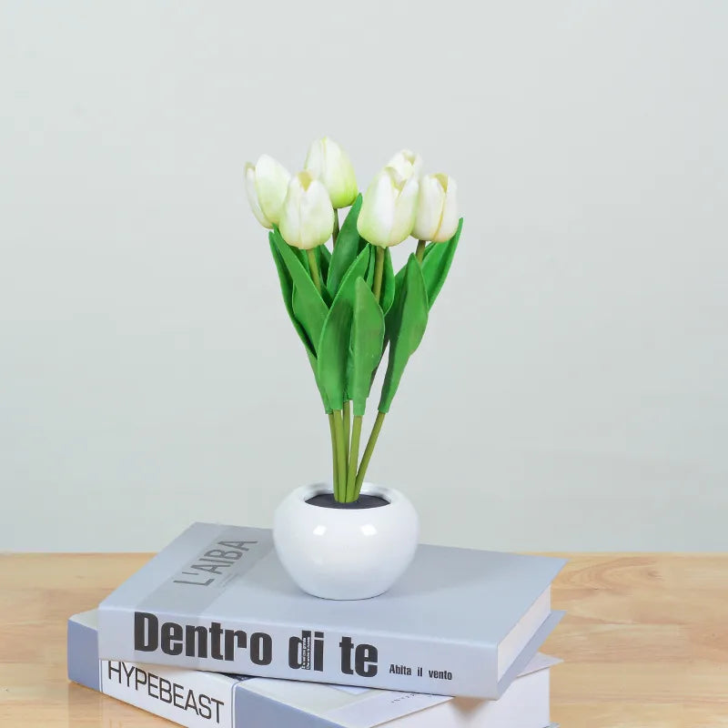 Decorative Table Lamp Glass Shade Wooden Base In Antique White Finish