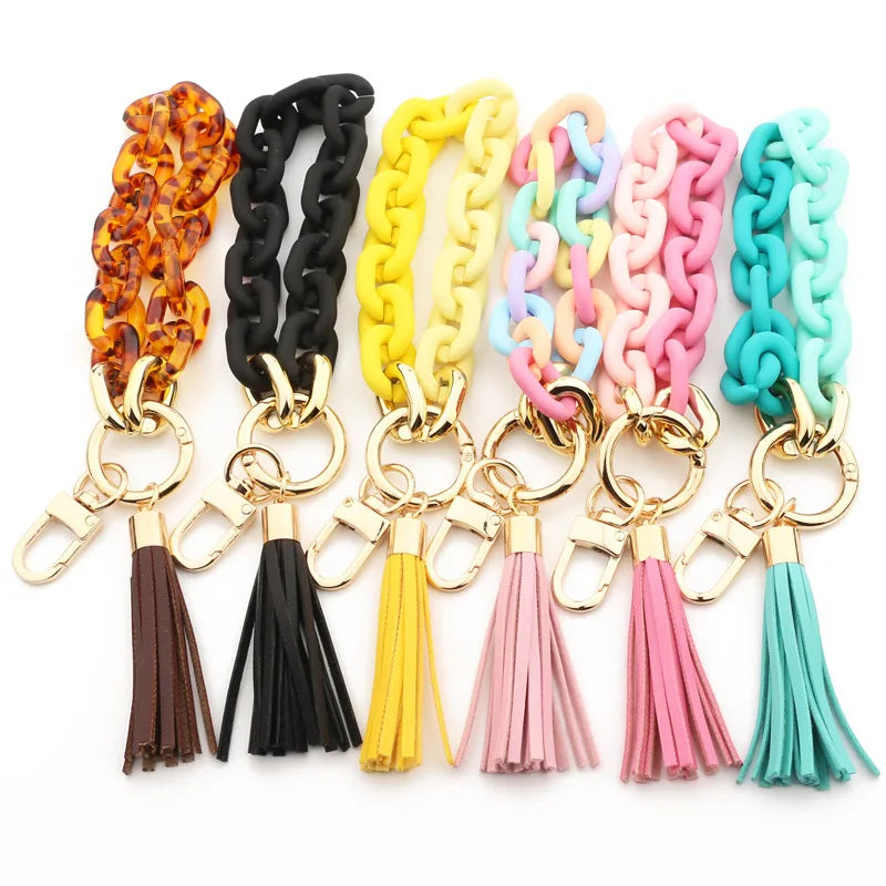 fashion tassel arylic women's bag pendant keychain 1 piece