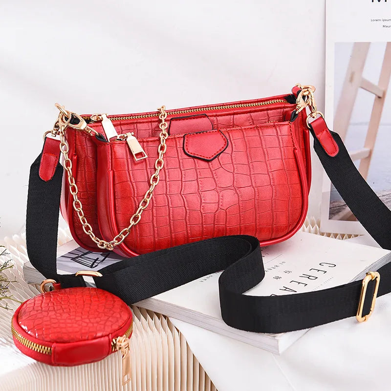 Crossbody small bag  new women's Korean style fresh fashion triplets women's bag crossbody shoulder handbag