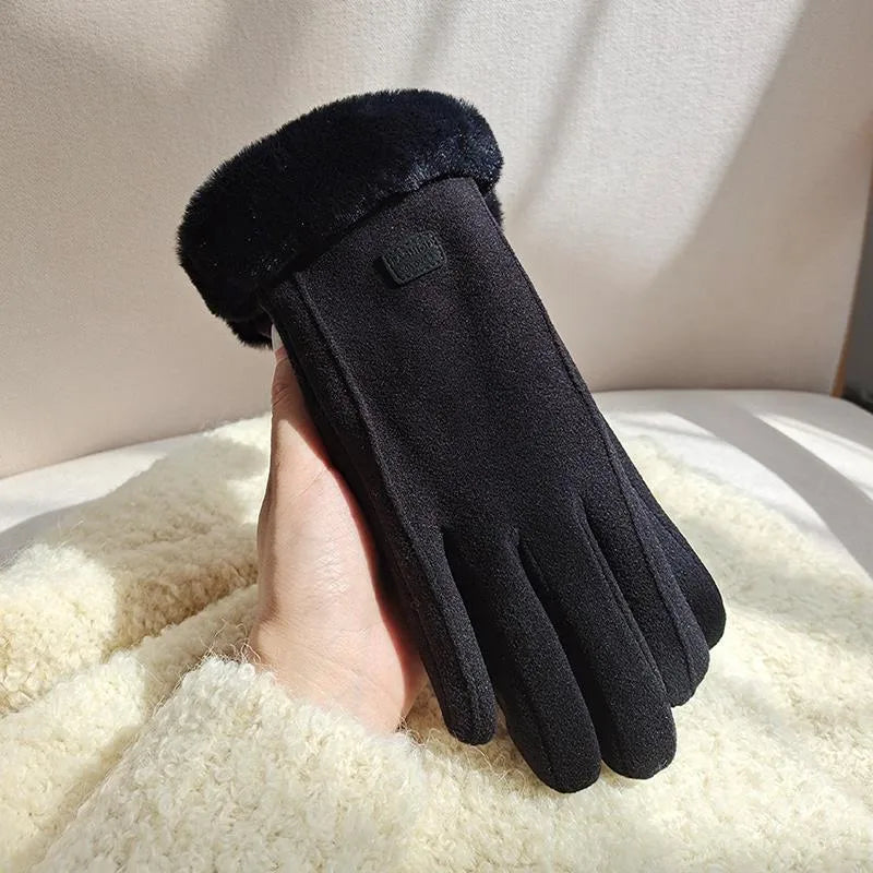women's simple style solid color velvet polyester gloves 1 pair