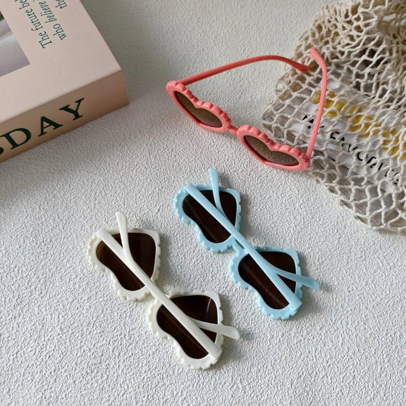 Sweet Simple Style Heart Shape UV400 Protection Resin Special-Shaped Mirror Full Frame Kids Sunglasses