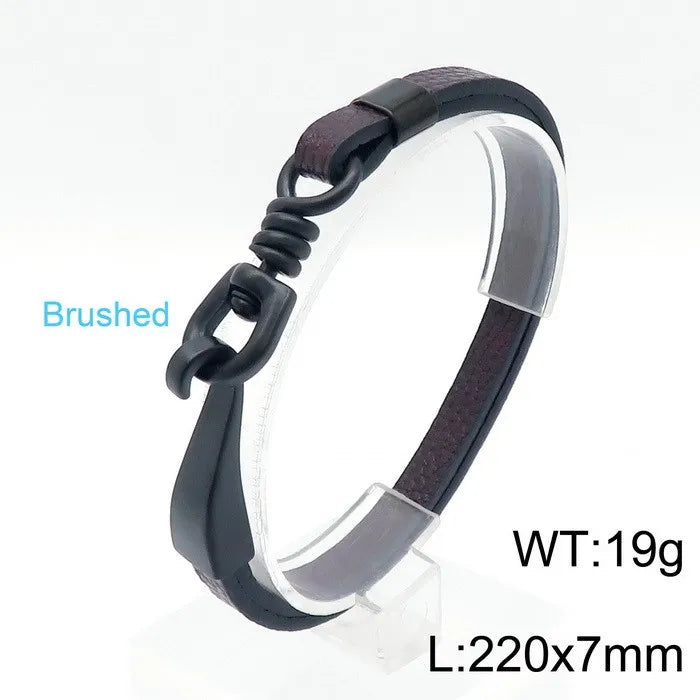 Simple Style Geometric Color Block Titanium Steel Plating 18K Gold Plated Men's Bracelets