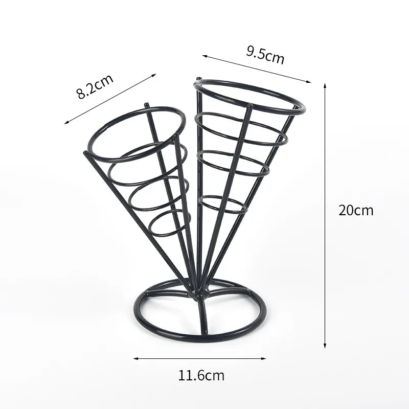 New creative tableware black four-piece four-head snack rack red four-head French fries rack stainless steel French fries rack