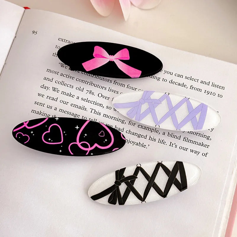 Cute Lady Women's Heart Shape Butterfly Bow Knot Resin Hair Clip