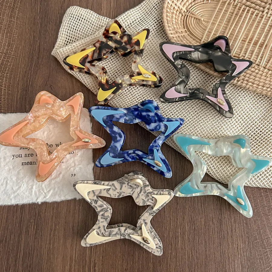 Elegant Large Hollow Star Hair Clip Women's Style Hair Accessories Shark Clip Back Of Head Hair Decorations Fashionable Hair Grips