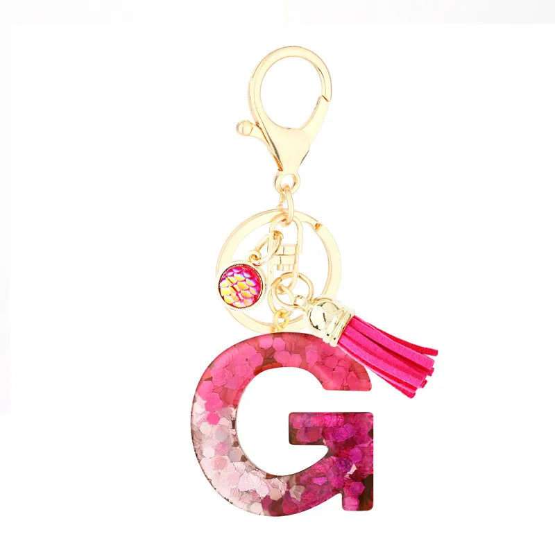 1 piece fashion letter resin patchwork unisex keychain