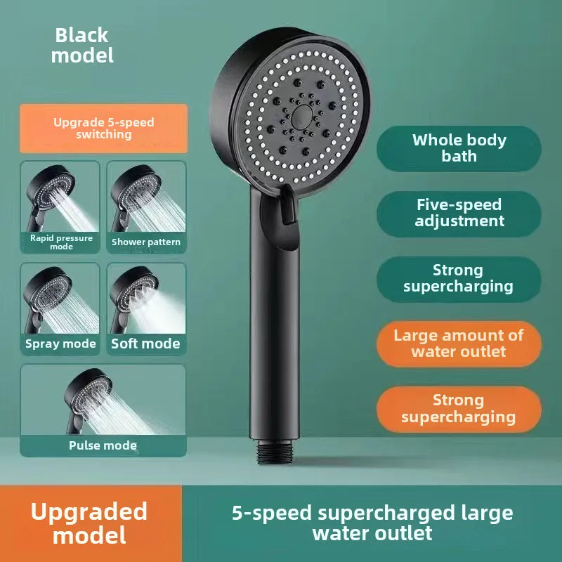 Pressurized Shower Head Shower Set Wholesale Black Samurai Home Bath Handheld Shower Head Bathroom Bracket