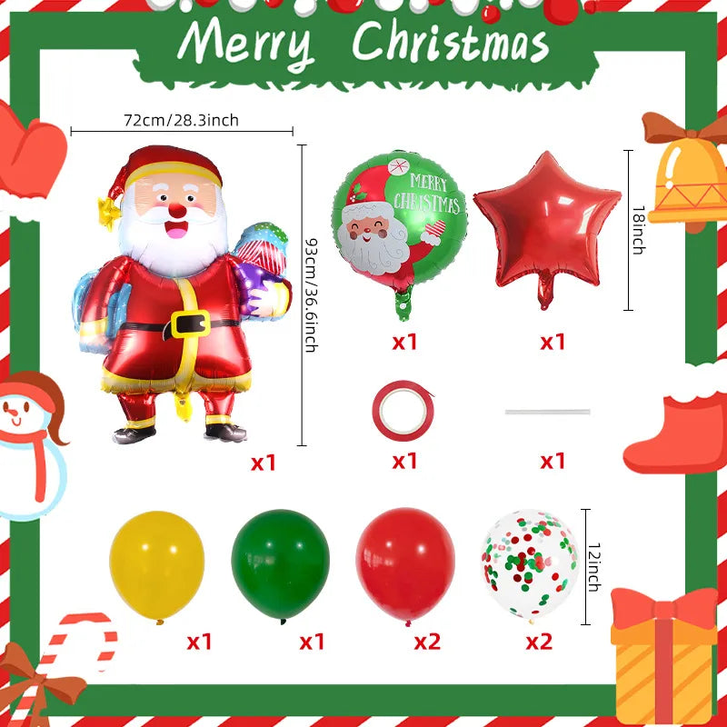 Christmas Nordic Style Cute Modern Style Christmas Tree Santa Claus Letter Aluminum Film Christmas Party Festival Balloons