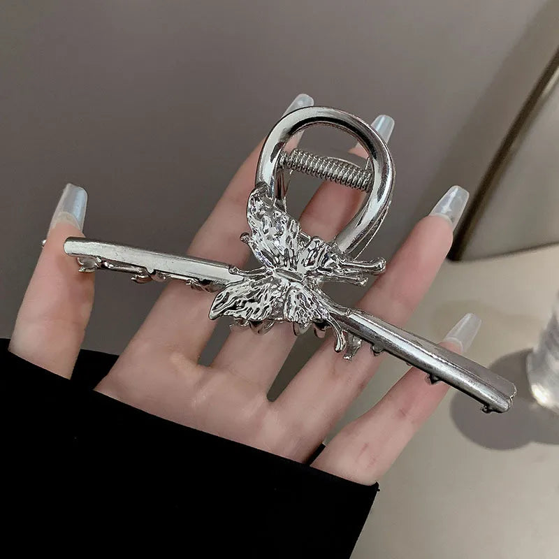 simple style sector shell rectangle imitation pearl rhinestone metal hair claws