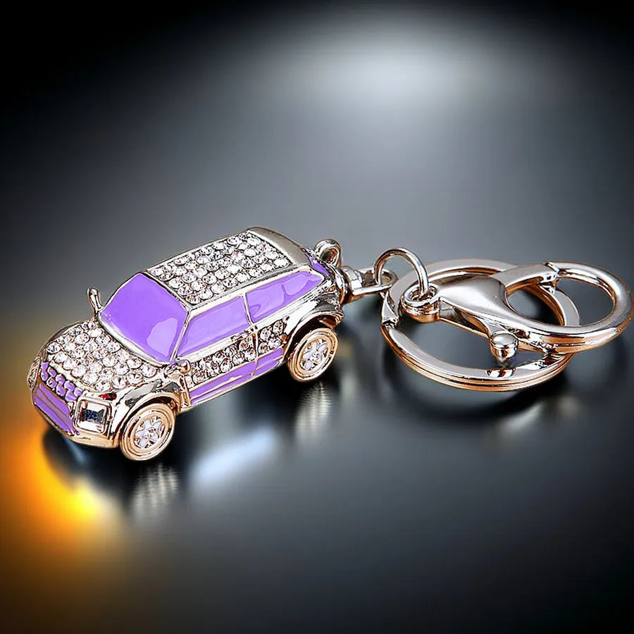 cute car metal diamond women's bag pendant keychain