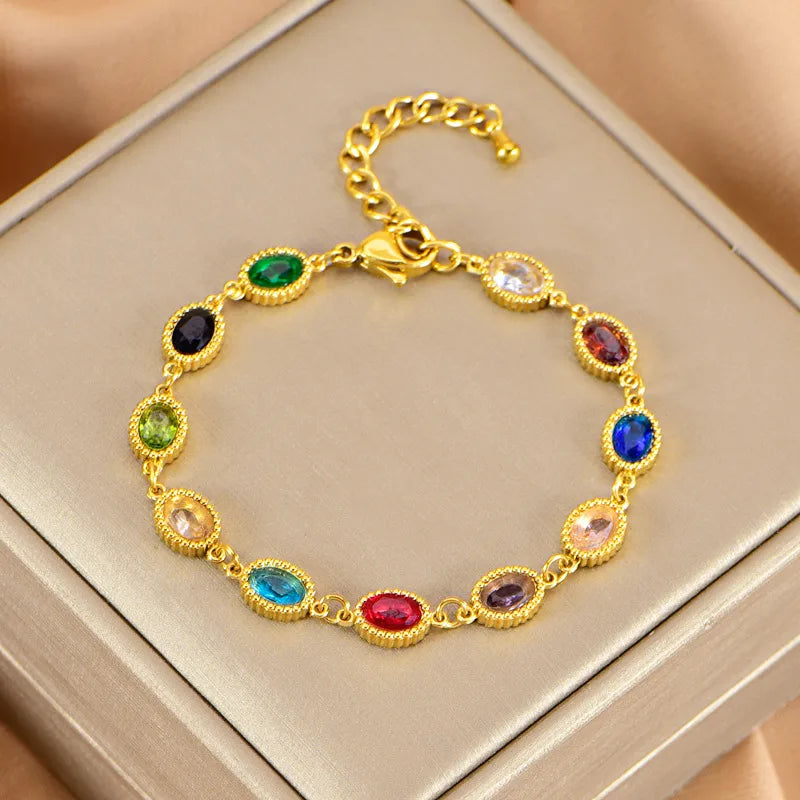 Elegant Simple Style Geometric 304 Stainless Steel 18K Gold Plated cable chain Bracelets In Bulk