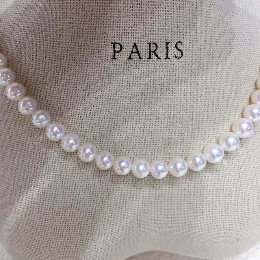 Zhuji Natural Freshwater Pearl Necklace 5-6mm Aurora Tiannv Freshwater AK Almost Round S925 Sterling Silver Buckle