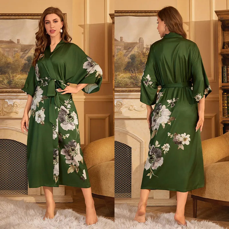 new satin chiffon ice silk light bathrobe multicolors