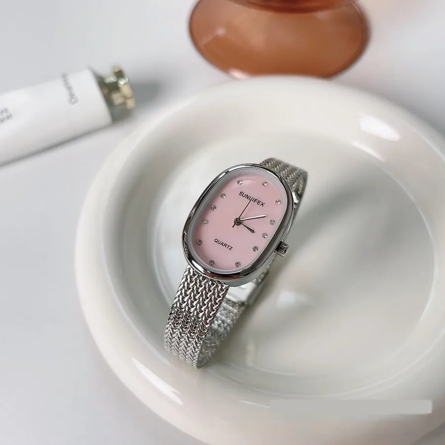 Elegant Luxurious Simple Style Oval Single Folding Buckle Quartz Watch