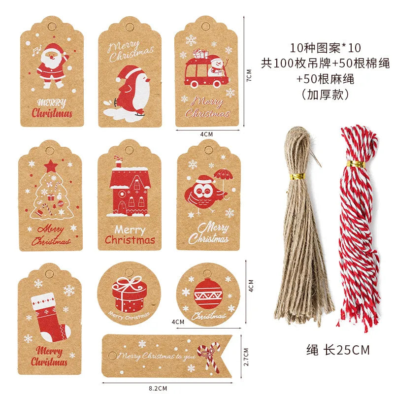 Christmas Fashion Christmas Tree Santa Claus Snowman Kraft Paper Party Hanging Ornaments