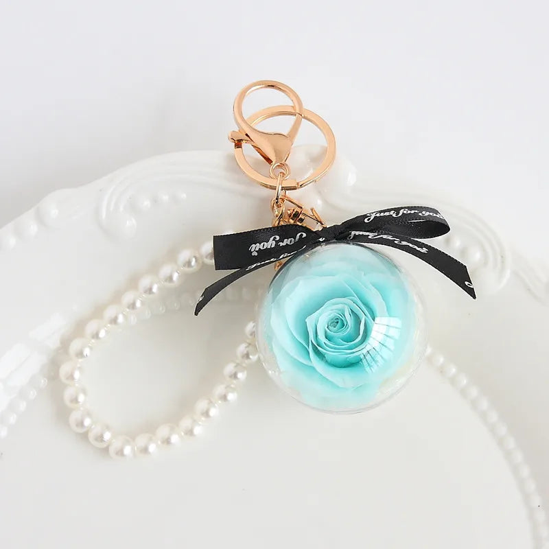 cute letter preserved flower women's keychain
