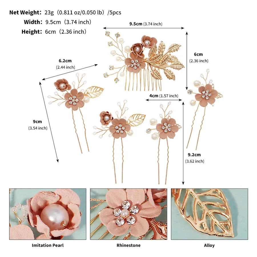 Chinoiserie Wedding Handmade Women's Flower Alloy Cloth Hair Sticks