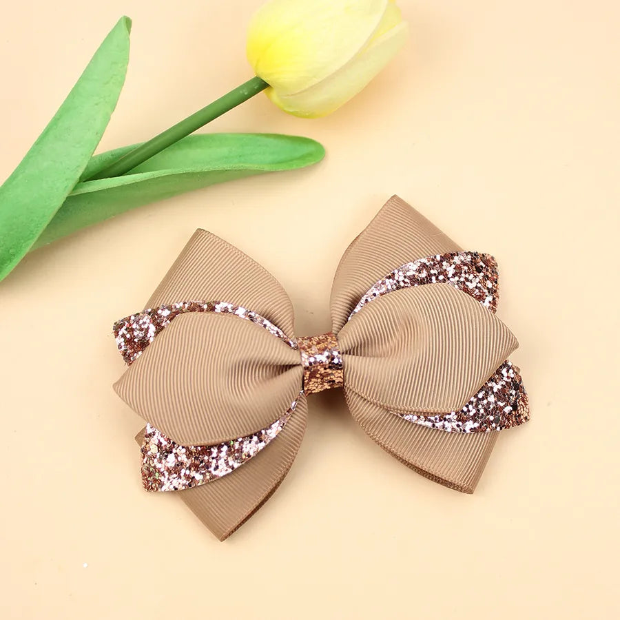 Europe and the United States new double-layer children's glitter film bow hair accessories girls hair clips cute girls hair accessories