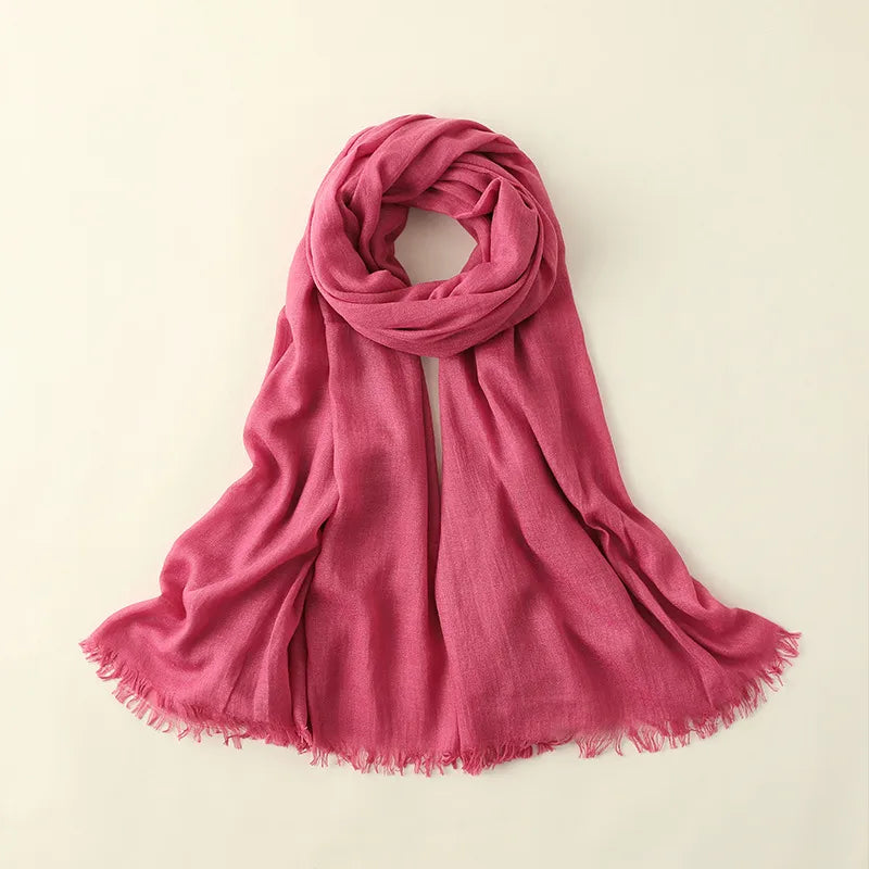 women's elegant solid color cotton silk scarves
