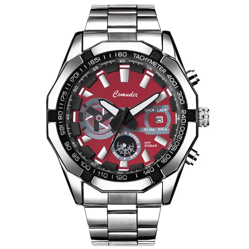 casual geometric single folding buckle quartz men's watches