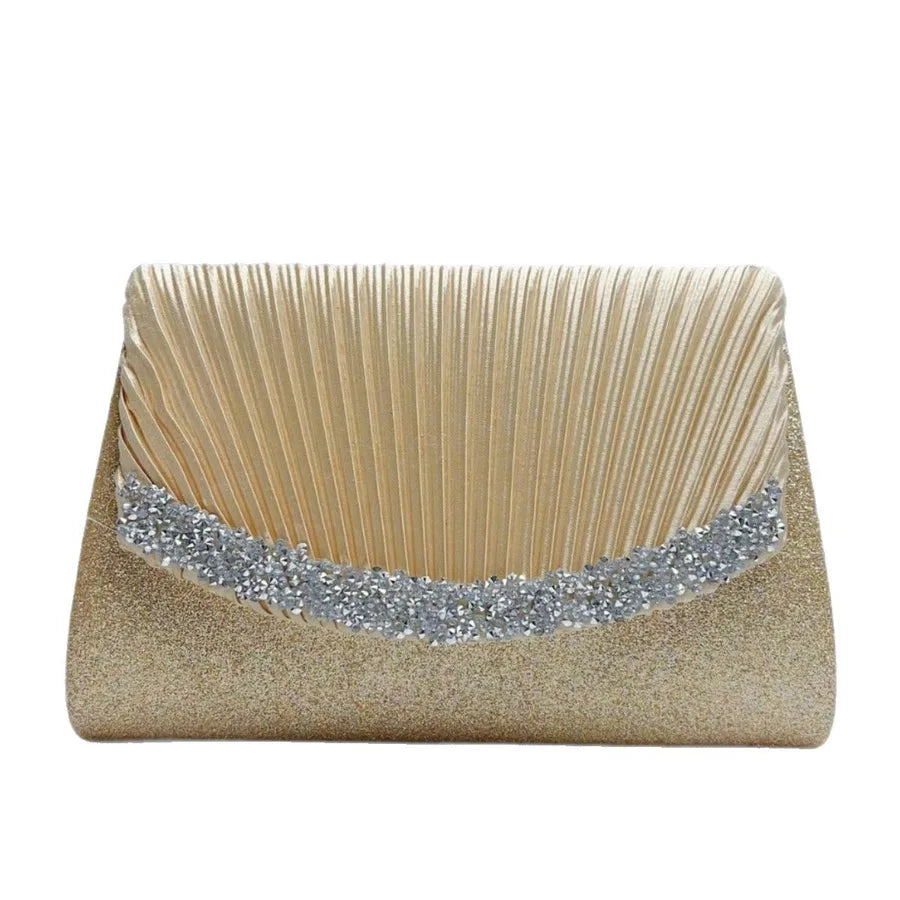 Princess Dinner Bag New Style Diamond Embellished Handbag Shoulder Crossbody Underarm Bag Polyester Square Shaped Sparkling