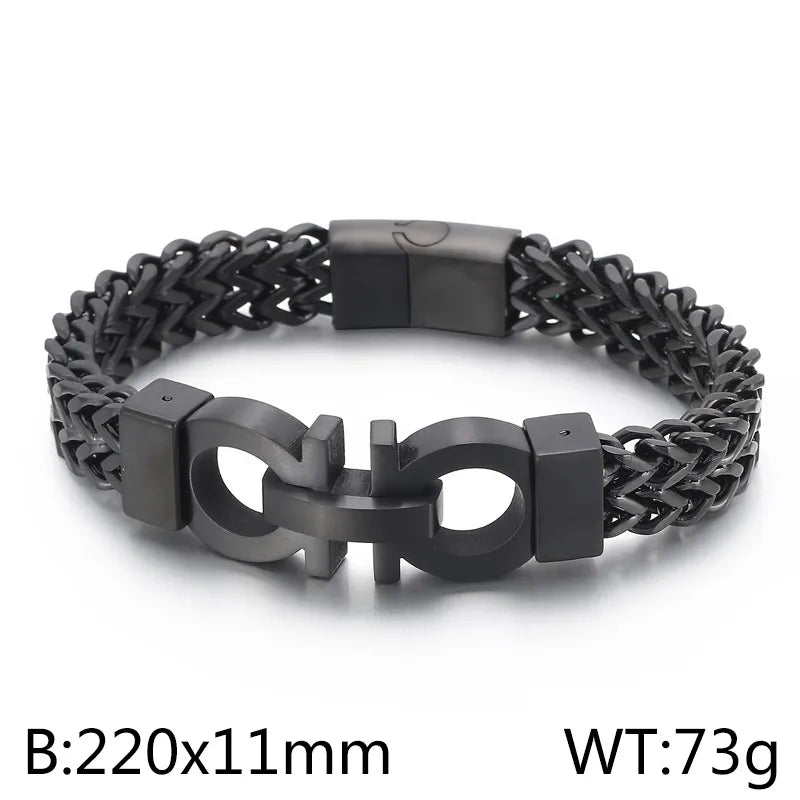 casual simple style geometric titanium steel plating men's bracelets