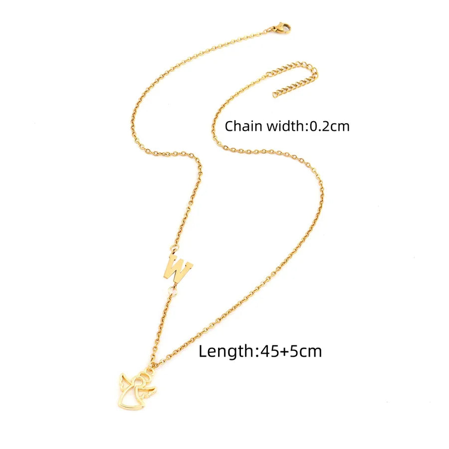 Wholesale Jewelry Elegant Simple Style Classic Style Angel Letter 201 Stainless Steel 304 Stainless Steel Copper cable chain Pendant Necklace