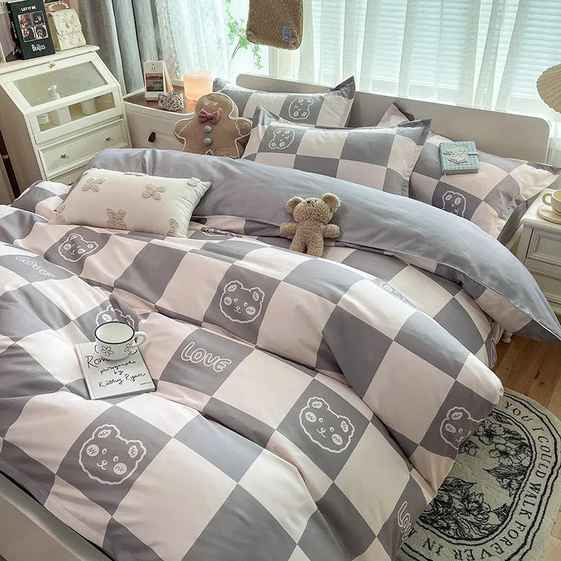 Factory direct supply bedding four-piece bed sheet quilt cover three-piece dormitory single quilt cover single quilt cover simple style