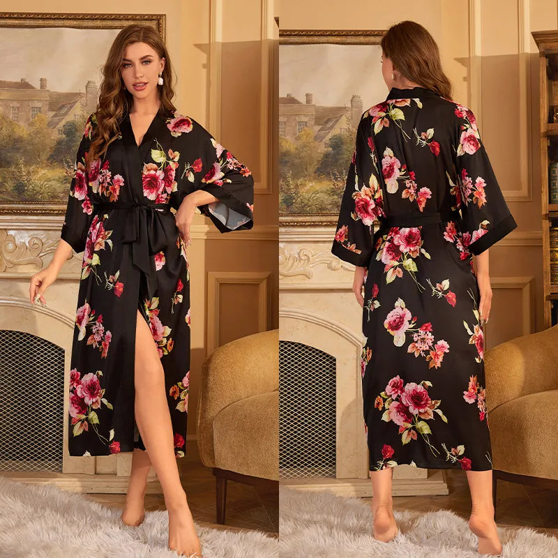 new satin chiffon ice silk light bathrobe multicolors