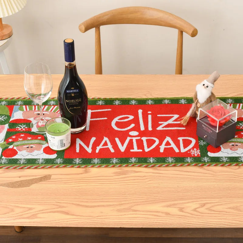 Christmas Cartoon Style Simple Style Color Block Holiday Festival Table Runner