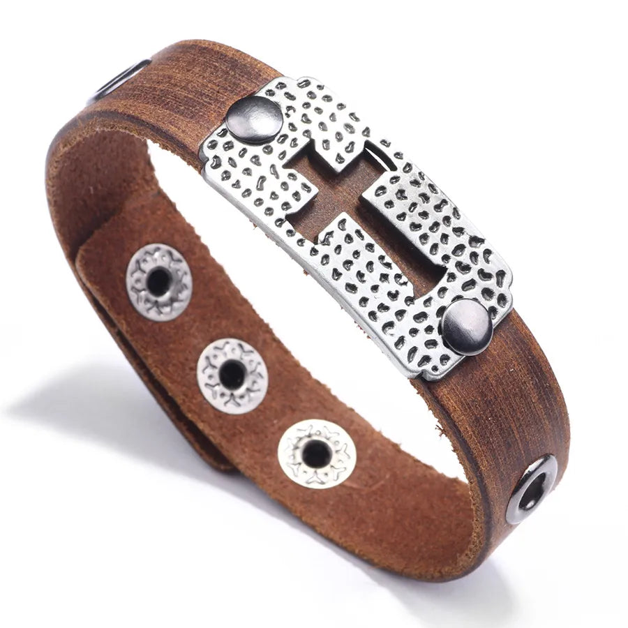 fashion hollow cross bracelet leather alloy accessories bracelet