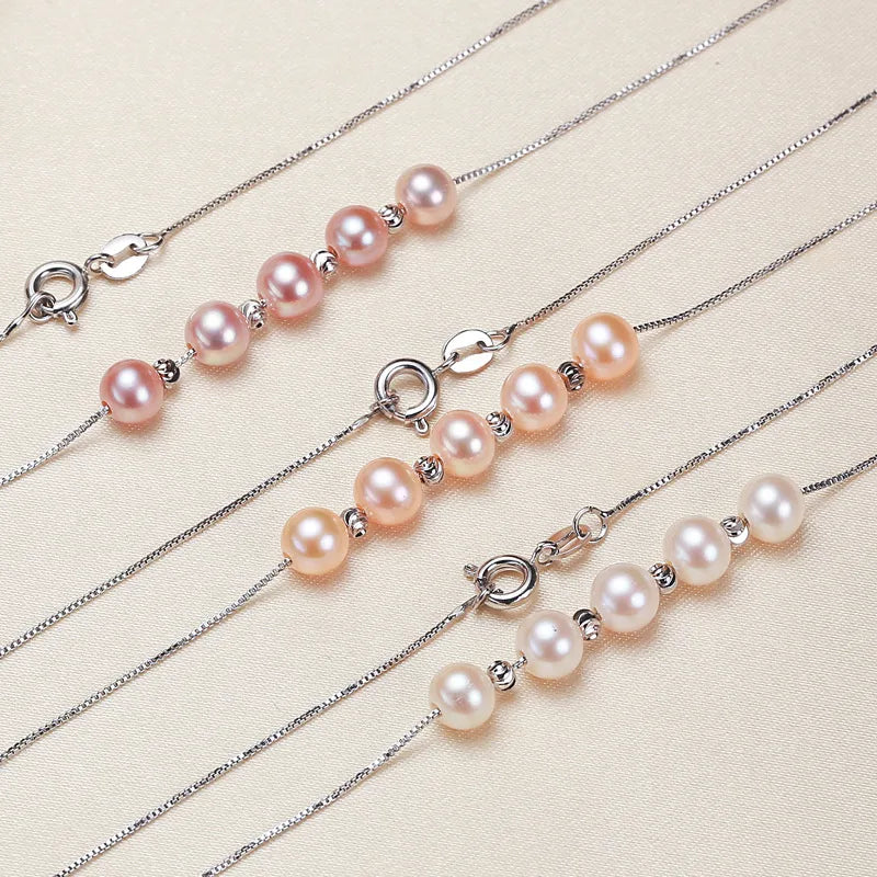 Freshwater Pearl Copper box chain Plating Round Necklace
