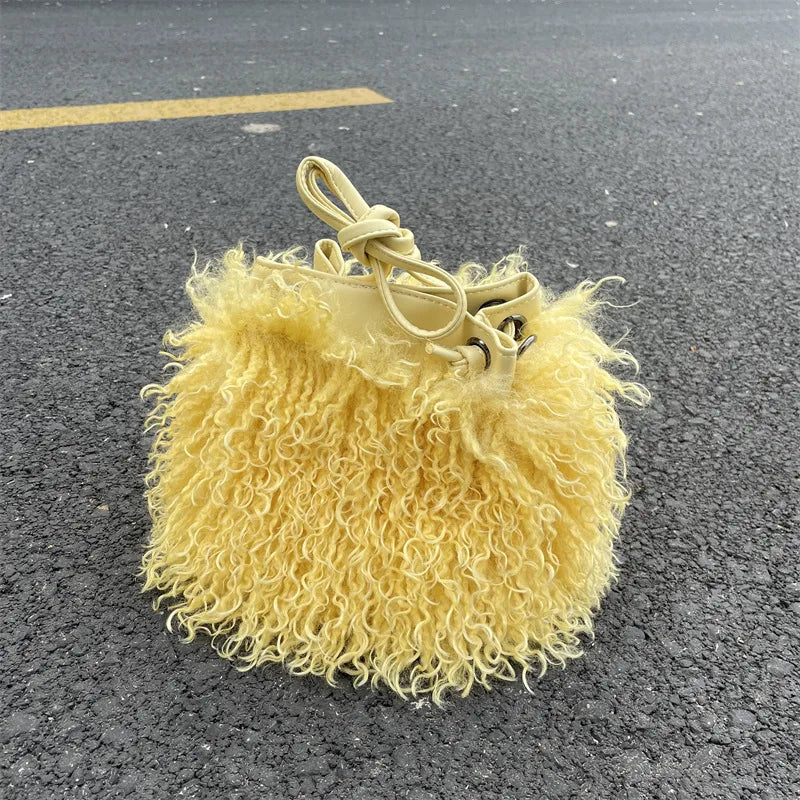 women's medium all seasons plush basic bucket bag