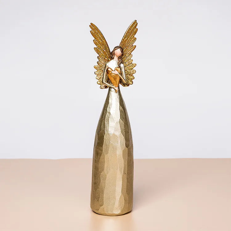 fashion gorgeous golden heart-hugging angel statue ornaments resin crafts