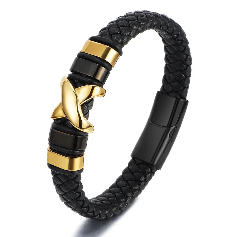 casual solid color stainless steel plating men's bangle