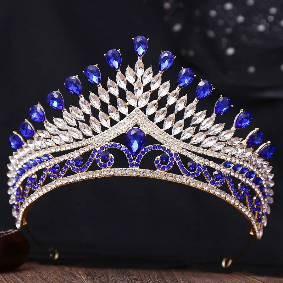 Luxurious  Bridal Crown Alloy Hairband Headwear Diamond Embedded Beauty Pageant Performance Wedding Dress