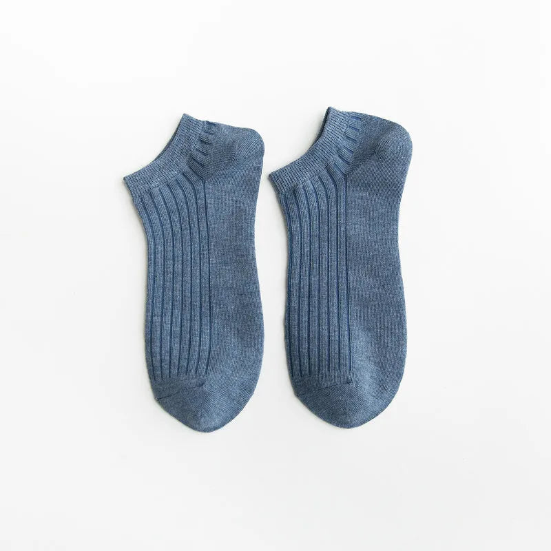men's japanese style solid color cotton embroidery ankle socks a pair