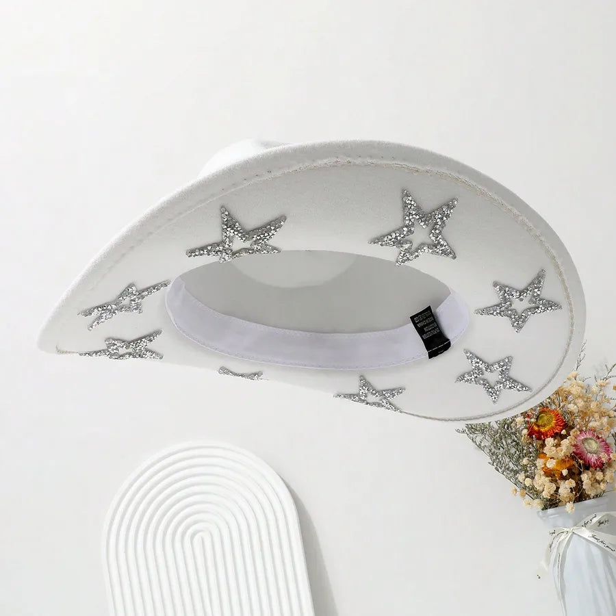 Women's Elegant Retro Star Big Eaves Fedora hat
