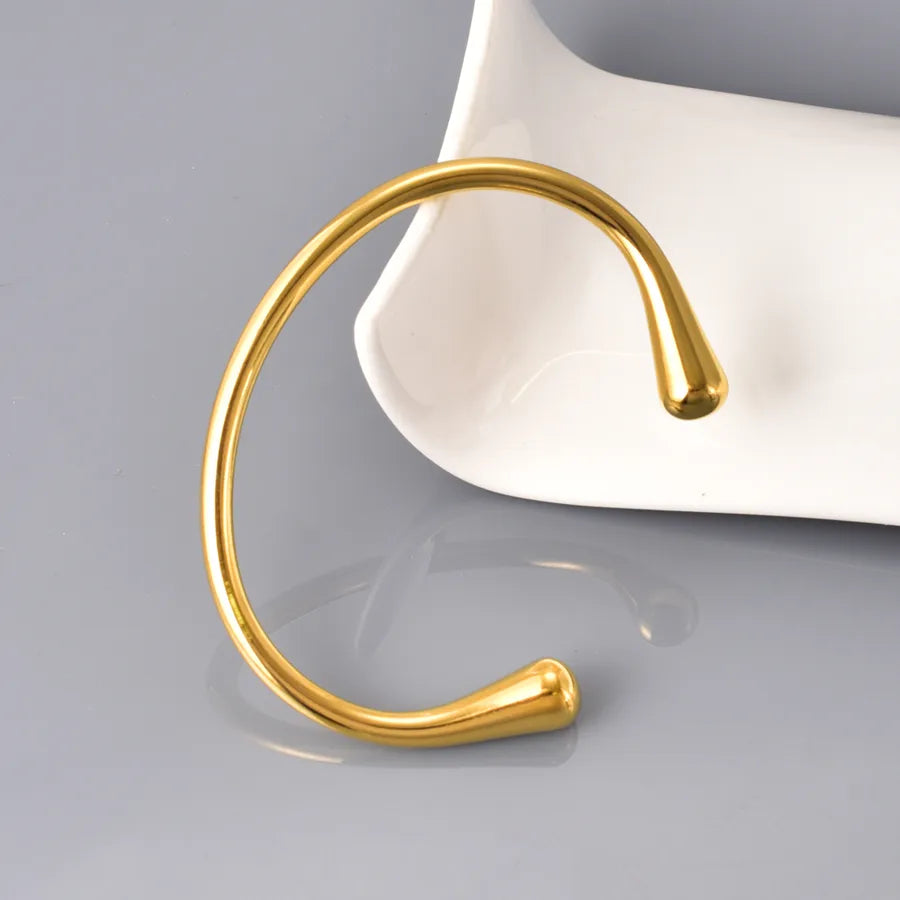 Modern Style Classic Style Solid Color 304 Stainless Steel 18K Gold Plated Bangle In Bulk