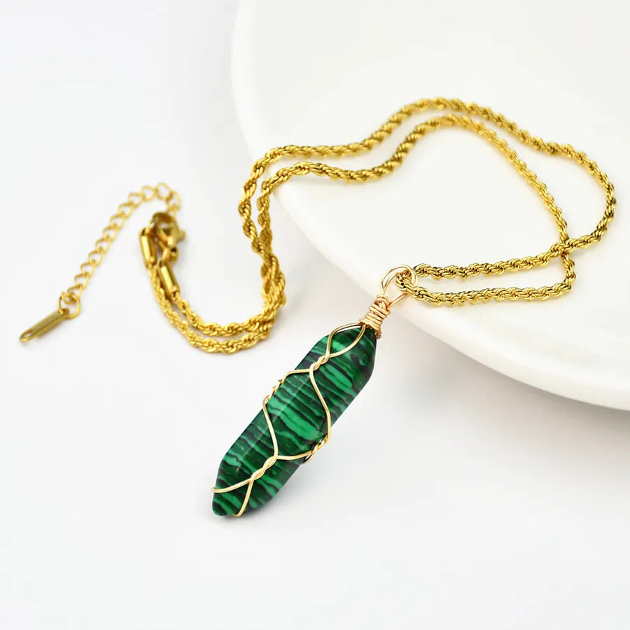 Simple Style Color Block natural stone Gold Plated Pendant Necklace In Bulk