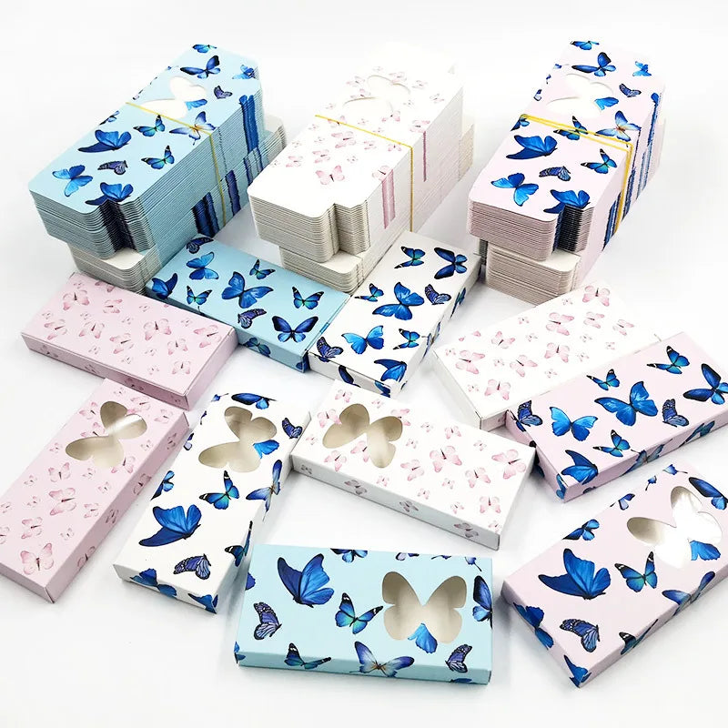 fashion new butterfly window false eyelash card paper rectangular box
