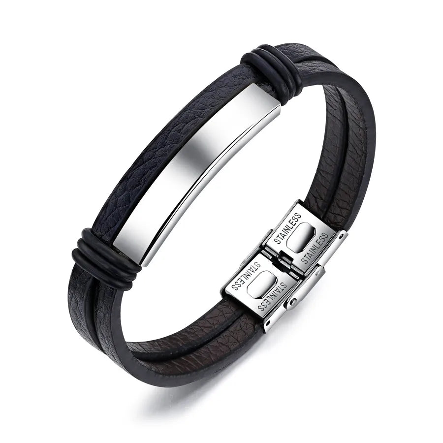 Original Design Solid Color 304 Stainless Steel Men'S Bracelets