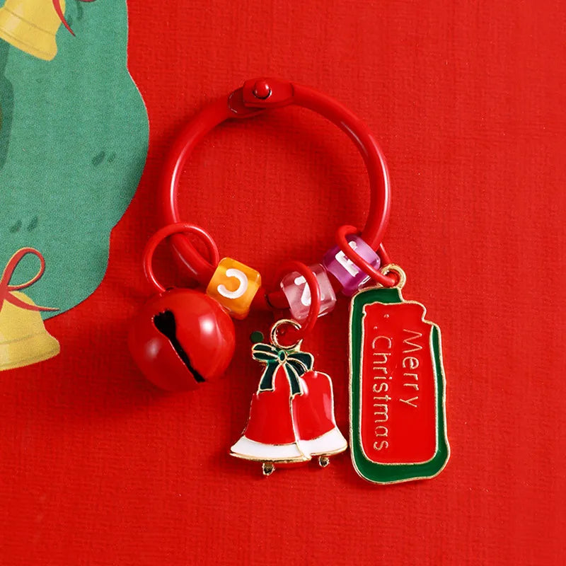 Creative Metal Santa Claus Keychain Christmas Themed Cartoon Small Tag Pendant Couple's Bag Accessory Unique Gift