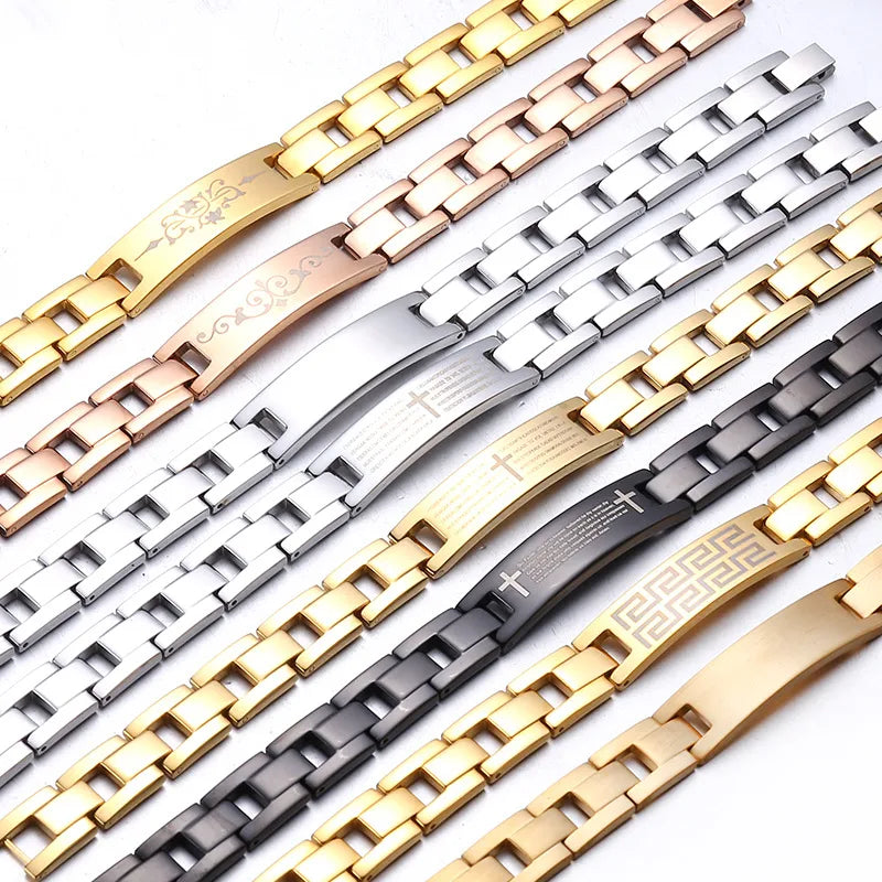Simple Style Geometric Titanium Steel Plating Men's Bracelets